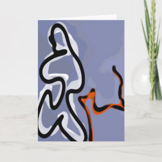 Carte Figure avec Feline : bleu Abstrait, orange, B & W