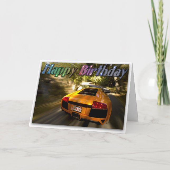 Carte Figure de joyeux anniversaire de voiture de sport (Devant)