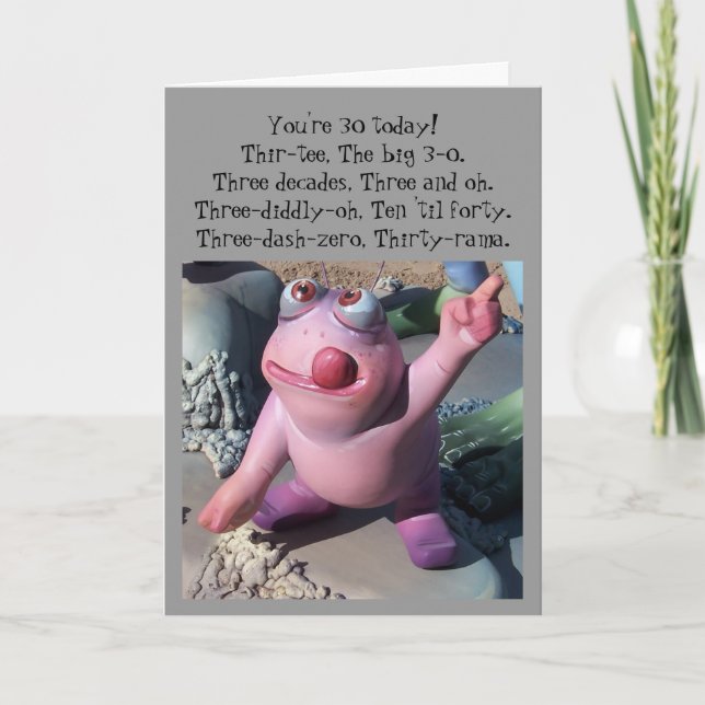 Carte Figure humoristique 30e anniversaire (Devant)