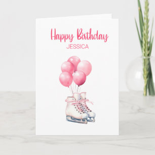 Carte Figure Patinage sur glace Ballons d'anniversaire