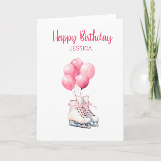 Carte Figure Patinage sur glace Ballons d'anniversaire