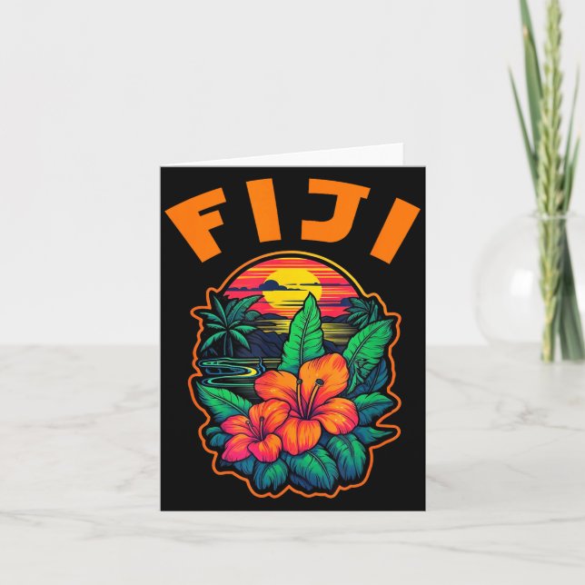 Carte Fiji Islands Pacific Ocean Trocal Flowers Beach Va (Devant)