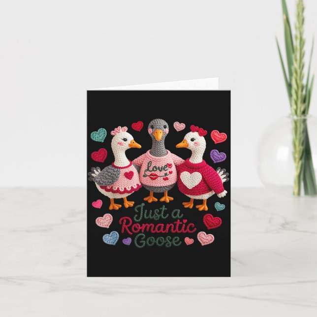 Carte Fil Drôle Saint-Valentin Juste Une Oie Romantique  (Devant)