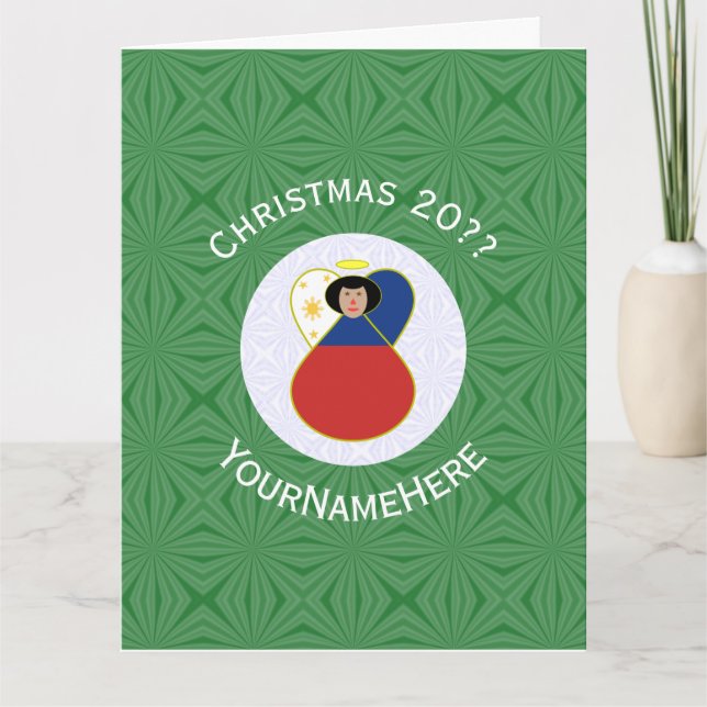 Carte Filipino drapeau Ange Noël Personnalisé (Devant)