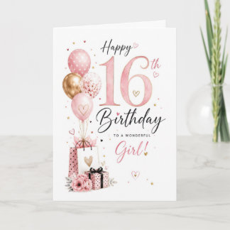 Carte Fille 16 ans 16e anniversaire élégant