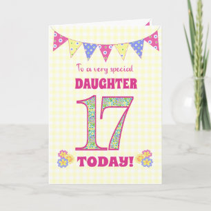 Carte Fille 17e anniversaire Primrose and Bunting Card