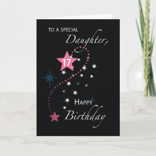 Carte Fille 17e anniversaire Star Inspirational Pink