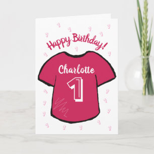 Carte Fille 1er anniversaire football / chemise de footb