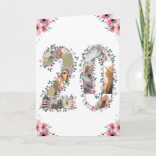 Carte Fille 20e anniversaire Photo Collage Rose Fleur Bl