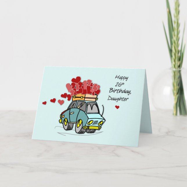 Carte Fille 26e anniversaire de voiture Chargement de co (Devant)