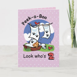 Carte Fille 2e anniversaire, Peek-a-Boo Kitten