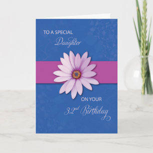 Carte Fille 32e anniversaire de la marguerite sur rose e
