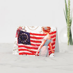 Carte Fille 4 juillet Etats-Unis patriotiques de Madame