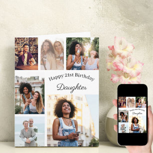 Carte Fille 6 Photo Collage N'Importe Quel Âge Gros Anni