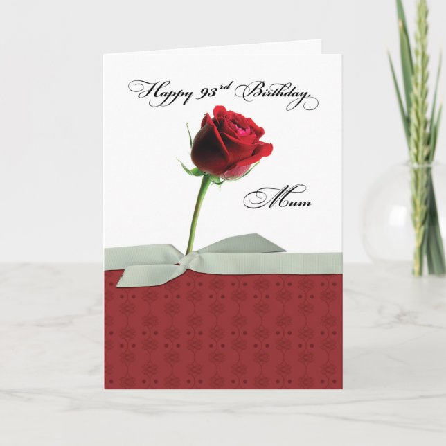 Carte Fille 93e anniversaire Rose rouge (Devant)