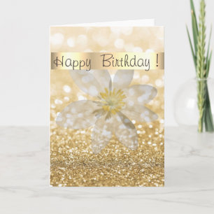 Carte Fille adorable, Marguerite, Glitterie, Bokeh, Pers