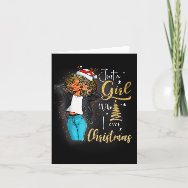 Carte Fille Africaine Américaine Melanin Noël Santa Hat (Devant)