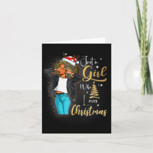 Carte Fille Africaine Américaine Melanin Noël Santa Hat