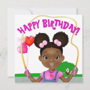 Carte Fille Afro-Américaine Corde à Sauter Anniversaire