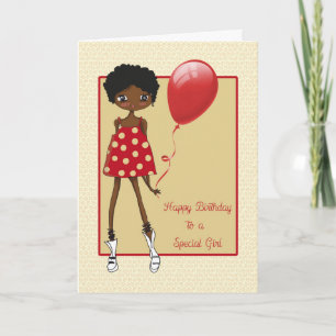 Carte Fille afro-américaine moderne, Anniversaire