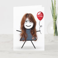 Fille allumette d'anniversaire avec ballon rouge