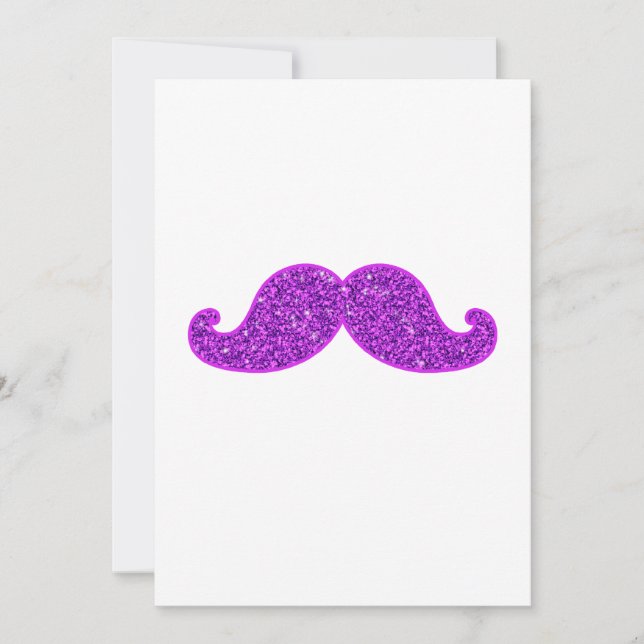 Carte Fille amusant rétro moustache violet parties scint (Devant)