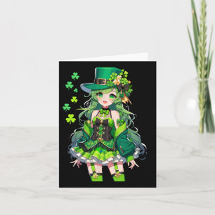 Carte Fille Anime de la Saint-Patrick Fille Leprechaun K