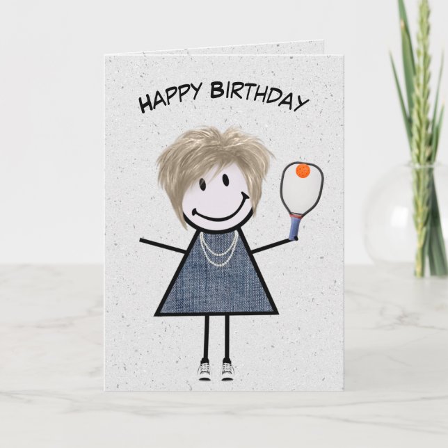 Carte Fille Anniversaire Avec Pickleball Paddle (Devant)