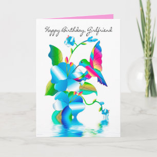 Carte Fille Anniversaire, Colibri & Fleurs