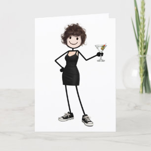Carte Fille anniversaire dessinée avec martini