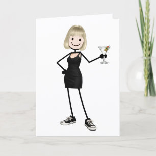 Carte Fille anniversaire dessinée avec martini