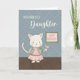 Carte Fille Anniversaire Kitty dans une robe Flower
