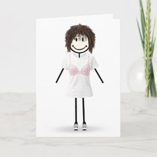 Carte Fille aux bâtons Survivante du cancer du sein