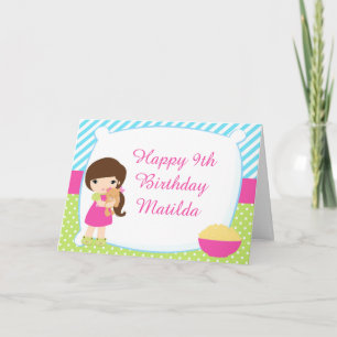 Carte Fille aux cheveux bruns soirée pyjama sommeil anni