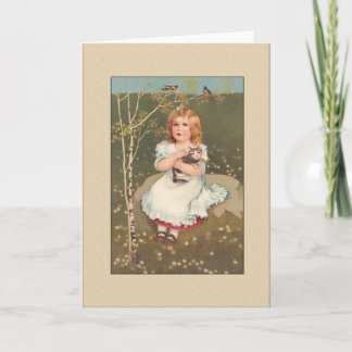 Carte Fille avec chat Salutations générales