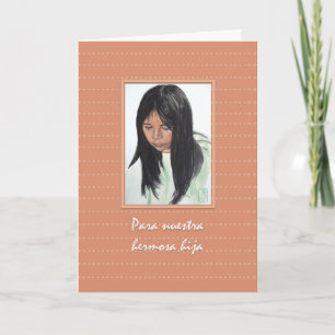 Carte Fille avec cheveux foncés Cumpleaños Hija Annivers