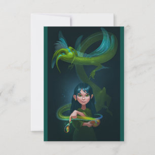Carte Fille avec dragon