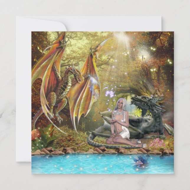 Carte Fille Avec Dragons Flat Holiday (Devant)