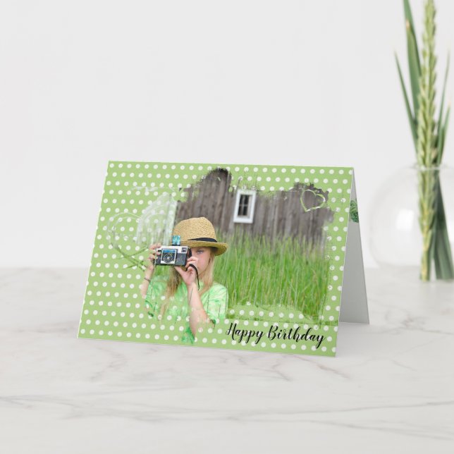 Carte Fille avec vieille caméra Anniversaire (Devant)
