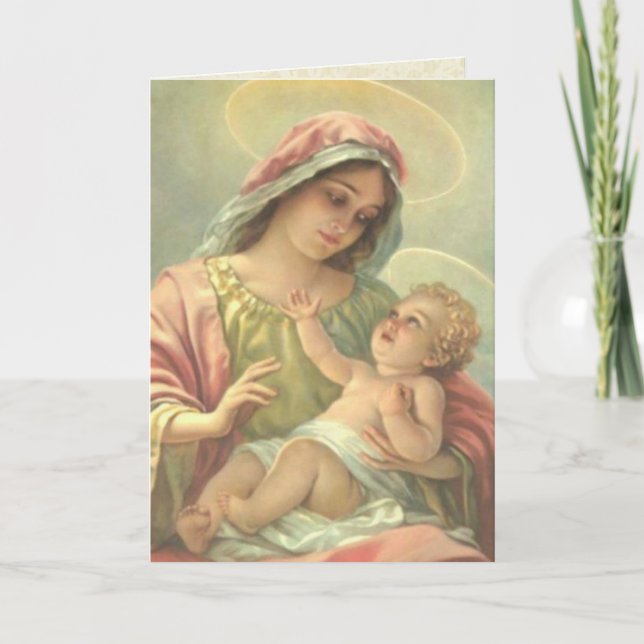 Carte FILLE BAPTISME Vierge Marie avec le Saint-Christ E (Devant)