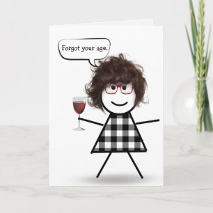 Carte Fille Bâton au Vin Rouge Anniversaire en Retard