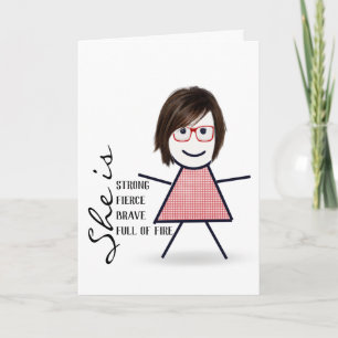 Carte Fille Bâton avec Cheveux Pour Sœur