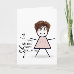 Carte Fille Bâton avec Cheveux Pour Sœur