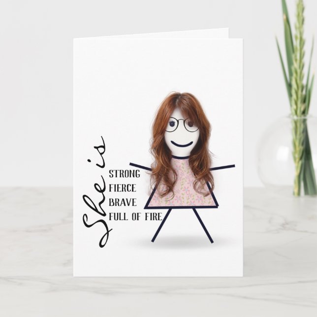 Carte Fille Bâton avec Cheveux Pour Sœur (Devant)