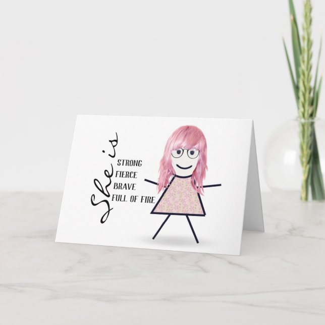 Carte Fille bâton avec citation d'encouragement de cheve (Devant)