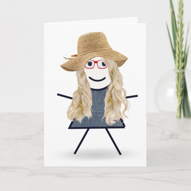 Carte Fille Bâton D'anniversaire Avec Chapeau  (Devant)