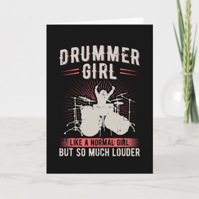 Carte Fille batteur | Drums Drummer Cadeau (Devant)