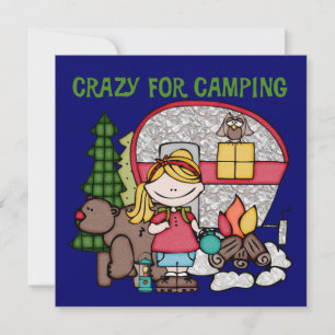 Carte Fille blonde folle pour camper