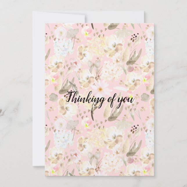 Carte Fille Blush Crème Rose Blanc Floral (Devant)