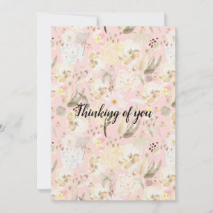 Carte Fille Blush Crème Rose Blanc Floral